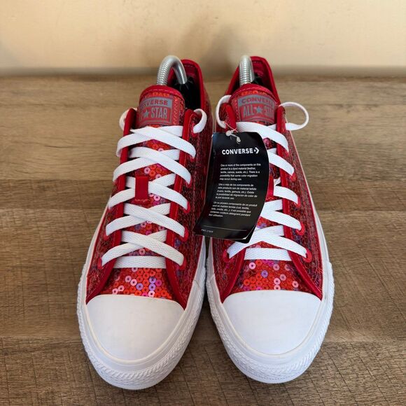 NWT Converse Chuck Taylor All Star Red Sequin Low Top Sneakers shoes size 9.5 - Picture 4 of 7